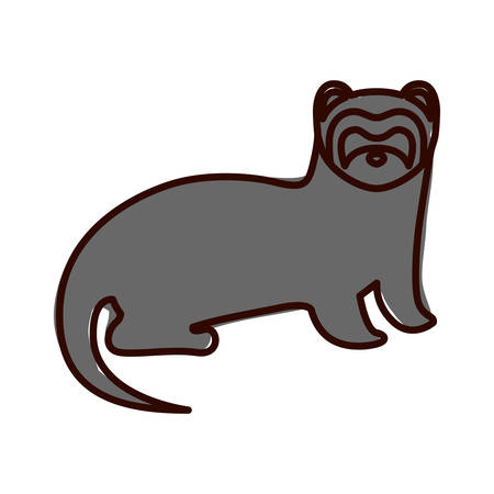 silhouette with nutria wild animal color illustrationのイラスト素材