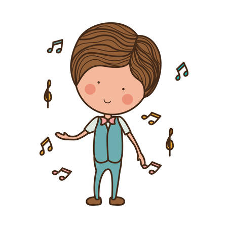 man dancing with musical notes illustrationのイラスト素材