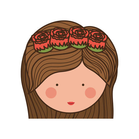 face woman and crown of roses in medium hair illustrationのイラスト素材