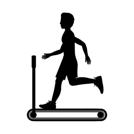 silhouette with man in treadmill vector illustrationのイラスト素材