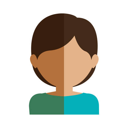 half body gilr half brunette and caucasian short hair vector illustrationのイラスト素材