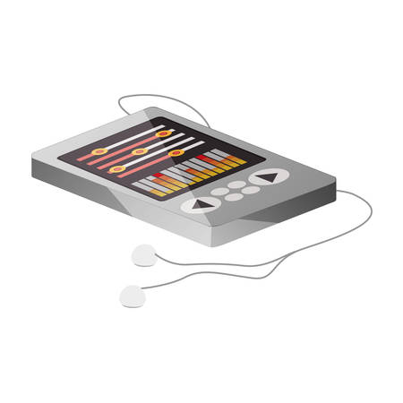 tech portable music device with headphones lying down vector illustrationのイラスト素材