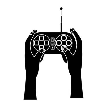 silohuette hands with remote control with antenna vector illustrationのイラスト素材