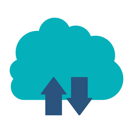 blue cloud with arrows in opposite direction vector illustrationのイラスト素材