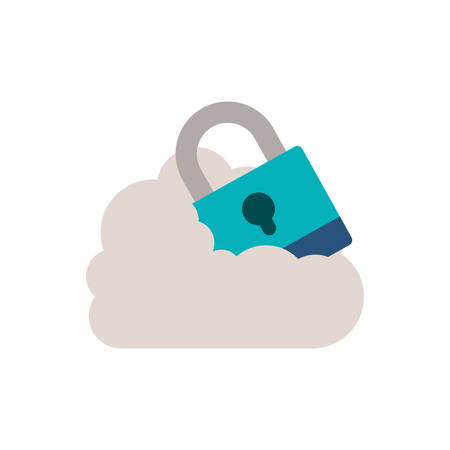 padlock with shackle into the cloud vector illustrationのイラスト素材