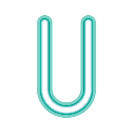 Glowing neon blue letter U over white background. vector illustrationのイラスト素材