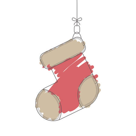 christmas sock decoration. sketch and draw design. vector illustrationのイラスト素材