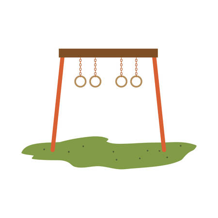 playground swings kids entertainment attraction over white background. vector illustrationのイラスト素材