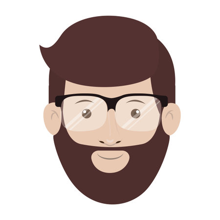 avatar male man smiling face wearing glasses over white background. vector illustrationのイラスト素材