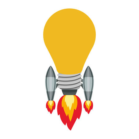 space rocket with bulb light shape over white background. start up design. vector illustrationのイラスト素材