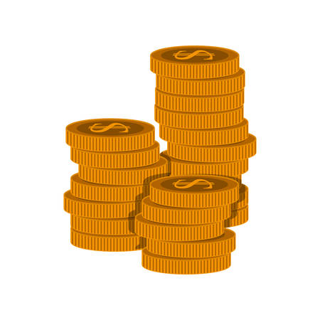 gold money coins stack over white background. vector illustrationのイラスト素材