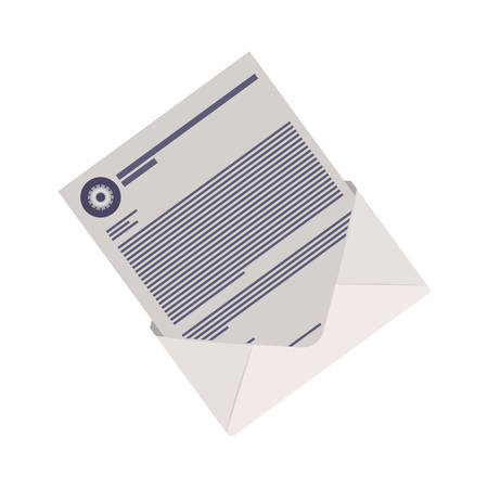 envelope mail with letter page icon over white background. vector illustrationのイラスト素材