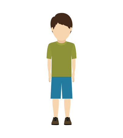 avatar male kid wearing casual clothes over white background. vector illustrationのイラスト素材