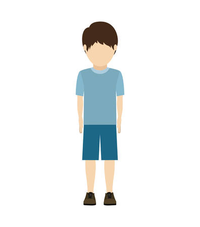 avatar male kid wearing casual clothes over white background. vector illustrationのイラスト素材