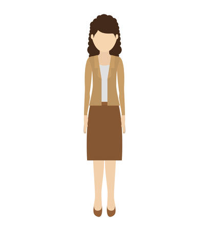 avatar woman cartoon standing and wearing executive clothes over white background. vector illustrationのイラスト素材
