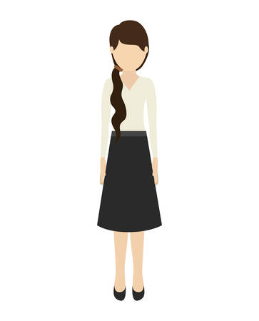 avatar woman cartoon standing and wearing casual clothes over white background. vector illustrationのイラスト素材