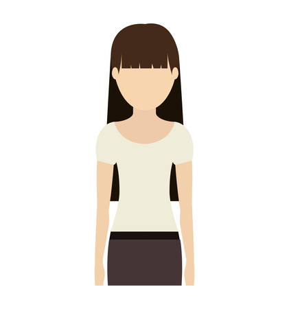 avatar woman cartoon standing and wearing casual clothes over white background. vector illustrationのイラスト素材