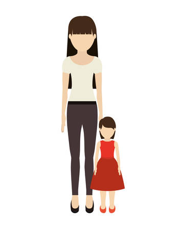 avatar woman mother with her daughter over white background. vector illustrationのイラスト素材