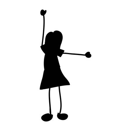 cartoon woman black silhouette icon image vector illustration designのイラスト素材