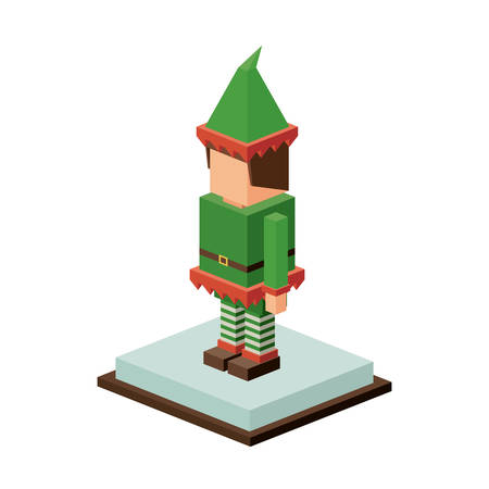 Isometric elf icon. Christmas season decoration and celebration theme. Colorful design. Vector illustrationのイラスト素材