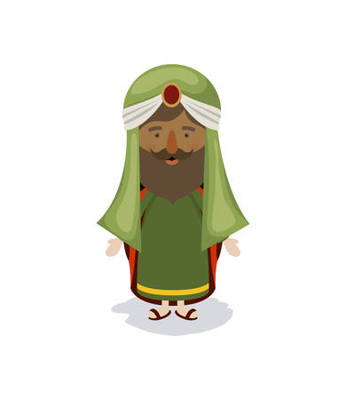 Wiseman cartoon icon. Happy epiphany day holy night and christmas theme. Colorful design. Vector illustrationのイラスト素材