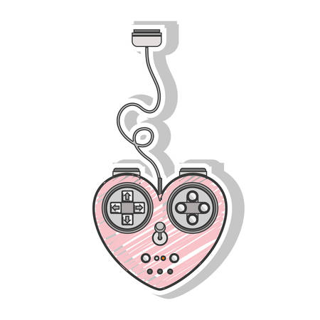 remote control in pink striped hearth with joystick vector illustrationのイラスト素材