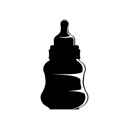 black silhouette biberon baby with pacifier vector illustrationのイラスト素材