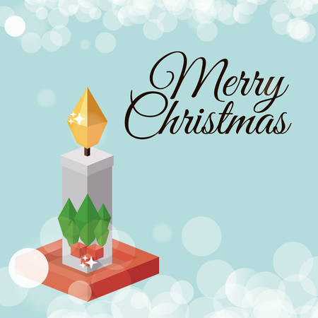 Isometric candle icon. Christmas season decoration and celebration theme. Colorful design. Vector illustrationのイラスト素材