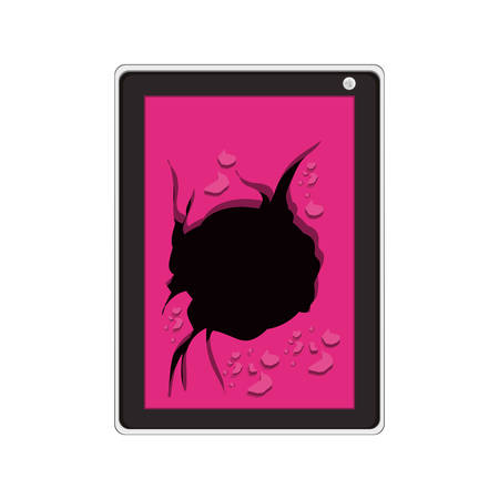 tech touch tablet with broken screen vector illustrationのイラスト素材