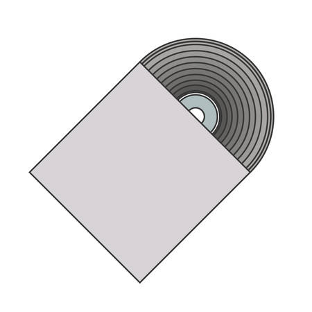 silhouette gray scale cd with paper cover vector illustrationのイラスト素材
