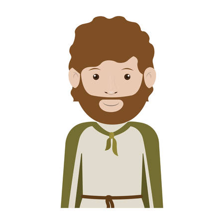 cartoon saint joseph bearded man over white background. religious manger symbol.  vector illustrationのイラスト素材