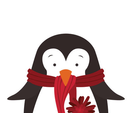penguin with hat cartoon icon. Merry Christmas season decoration figure theme. Isolated design. Vector illustrationのイラスト素材