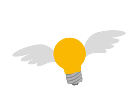 bulb light with wings flying icon over white background. vector illustrationのイラスト素材