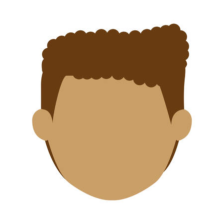 head man with curly hair without face vector illustrationのイラスト素材