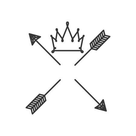 silhouette with crown over arrows vector illustrationのイラスト素材