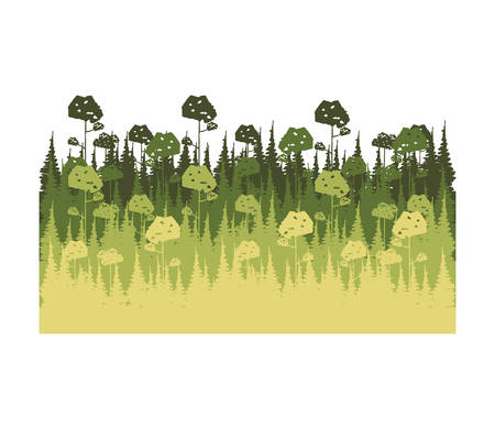 colorful lanscape with big jungle trees vector illustrationのイラスト素材