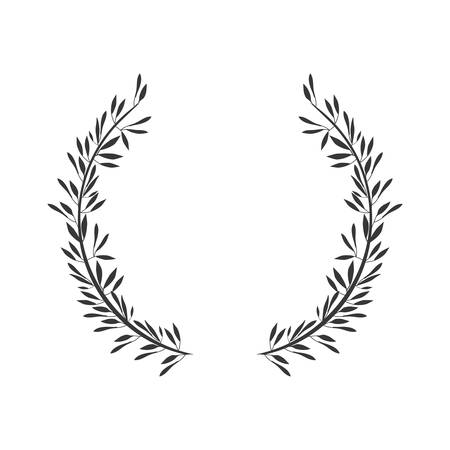 gray scale crown formed with two olive branch vector illustrationのイラスト素材