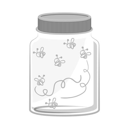 silhouette glass container with insects fly vector illustrationのイラスト素材