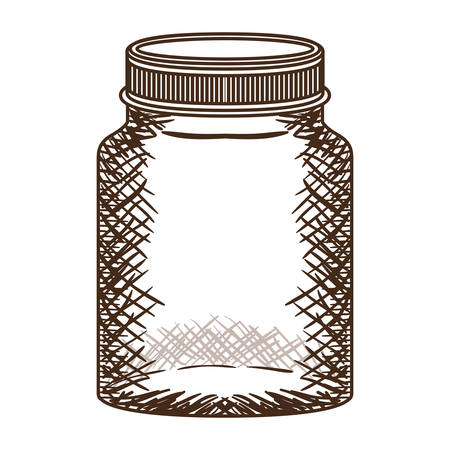 silhouette vintage jar of jam with lid vector illustrationのイラスト素材