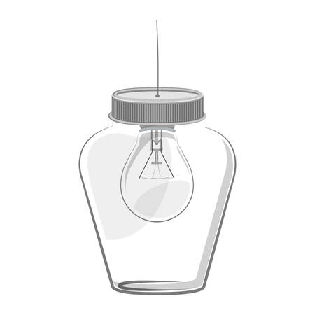 glass jar with light bulb inside vector illustrationのイラスト素材