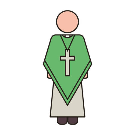 priest or reverend man with christian catholic religious icons over white background. vector illustrationのイラスト素材