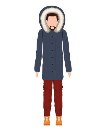 avatar man standing and wearing winter clothes. over white background. vector illustrationのイラスト素材