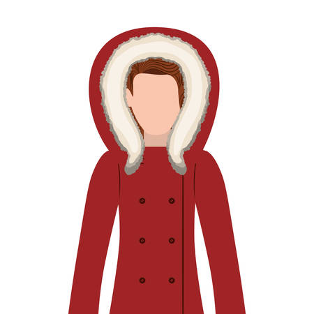avatar female woman wearing winter clothes. over white background. vector illustrationのイラスト素材