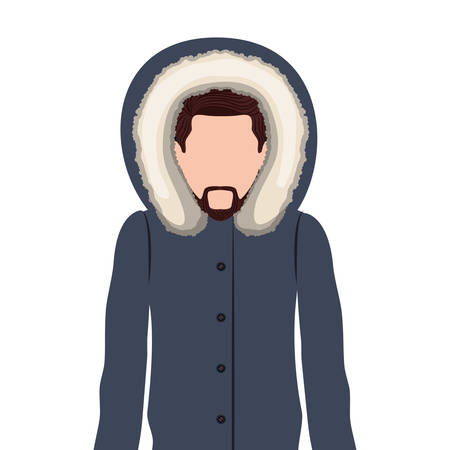 avatar male man wearing winter clothes. over white background. vector illustrationのイラスト素材