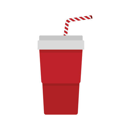 red soft drink with straw over white background. vector illustrationのイラスト素材