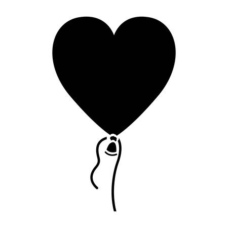 silhouette of balloon in heart shape icon over white background. vector illustrationのイラスト素材