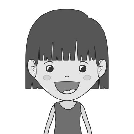 silhouette of cartoon girl smiling and wearing casual clothes. happy kid icon. isolated design. vector illustrationのイラスト素材