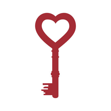 retro key in heart shape icon over white background. vector illustrationのイラスト素材