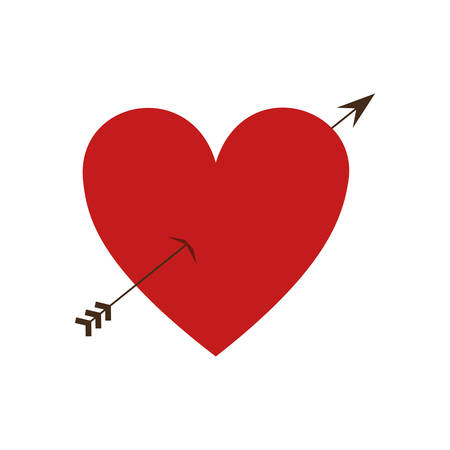 red heart with arrow icon over white background. love symbol. vector illustrationのイラスト素材