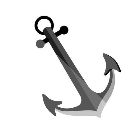 silhouette of anchor icon over white background. nautical symbol. vector illustrationのイラスト素材